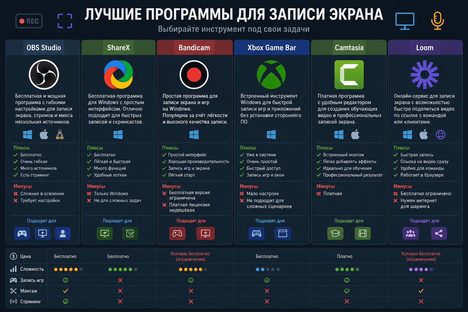 Лучшие программы для записи экрана Лучшие программы для записи экрана