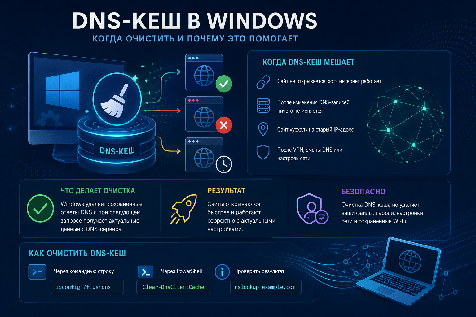 Как очистить локальный DNS-кеш в Windows 11 и Windows Server Как очистить локальный DNS-кеш в Windows 11 и Windows Server
